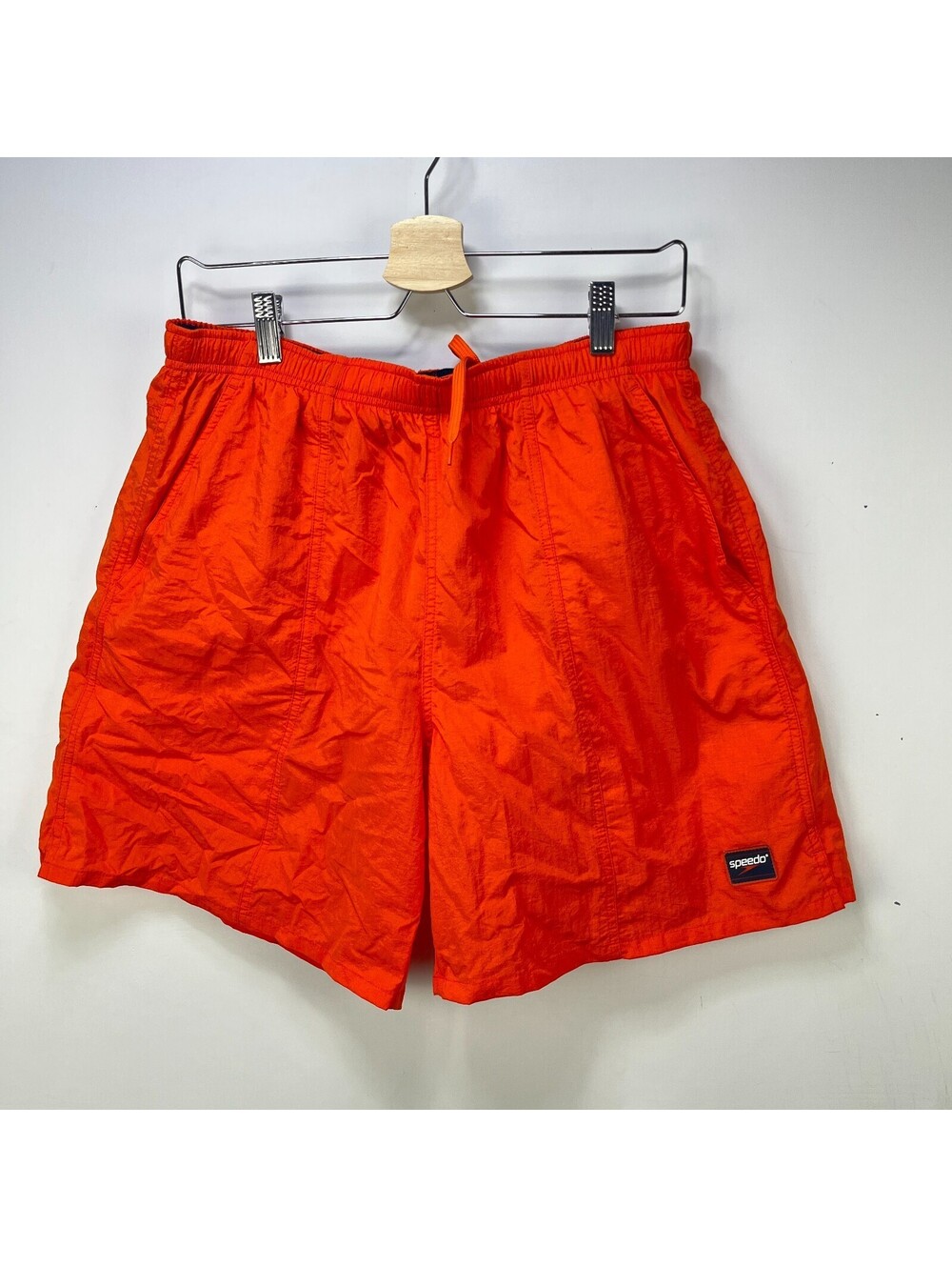 Vintage Speedo Bright Orange Nylon Swim Shorts Large